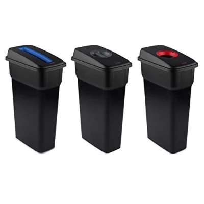 Abbildung von Rotho Selecto 3er Set Mülltrennungssystem, Kunststoff (PP recycelt), mehrfarbig, 3x55l (49.3 x 29.1 77.6 cm)