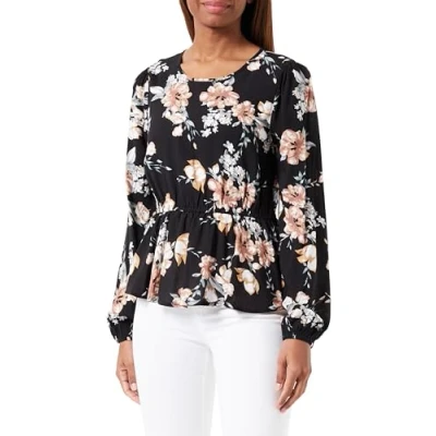 Abbildung von ONLY Damen Onlnova Life L/S Peplum Top Ptm Bluse, Noir/AOP New Rosie Blossom, XL
