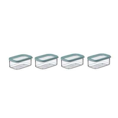 Abbildung von Mepal 4 teiliges Set Vorratsdosen mit Deckel Lebensmittelbehälter Rechteckige Küchenorganizer aus Kunststoff Vorratsbehälter Luftdicht x 425 ml Nordic Green