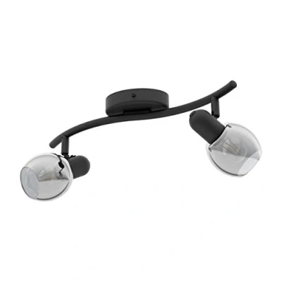 Abbildung von Eglo 98625 Spotleuchte POLLICA Rauchglas schwarz transparent E14 2X28W L:36,5cm B:16,5cm dimmbar