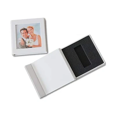 Abbildung von Elegantdisk USB Box mit Bildfenster für 1 Stick Flash Drive. Aufbewahrungsbox, Etui, Hülle (Weiss)