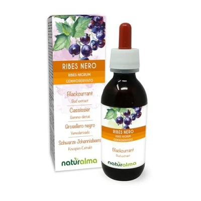 Abbildung von Schwarze Johannisbeere (Ribes nigrum) Alkoholfrei knospen Extrakt aus frishen Naturalma Flüssig Tropfen 120 ml Nahrungsergänzungsmittel Veganer