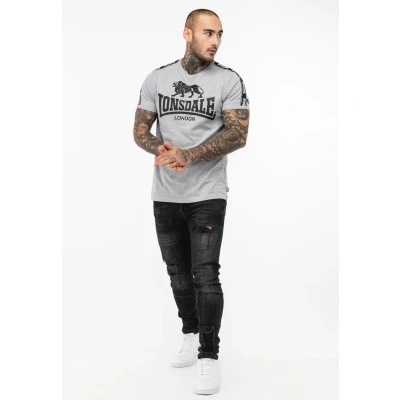 Abbildung von Lonsdale Normale Passform Stour Tshirt print, Herren, Größe: 3XL, Marl grey black white