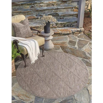 Abbildung von Carpet City Teppich »In &amp; Outdoorteppich Santorini 457, 3D Effekt, Raute Look« rund 5 mm Höhe Wetterfest UV beständig für Terrasse, Balkon, Küche, Flur