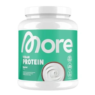 Abbildung von MORE Vegan Protein, 600 g, Geschmacksneutral, veganes Proteinpulver mit bis zu 27 g Protein pro Portion, Sojaprotein, geprüfte Qualität made in Germany