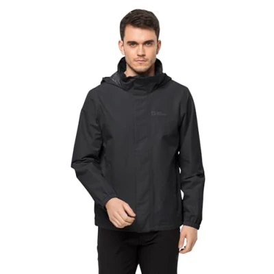 Abbildung von Jack Wolfskin Stormy Point Regenjacke / wasserabweisende Jacke, Herren, Größe: 3XL, Black