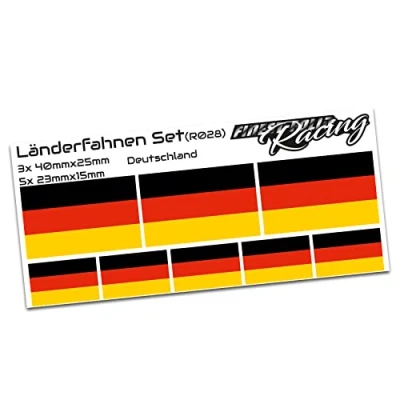 Abbildung von Finest Folia 8er Set Länderaufkleber Fahne Länderfahne Flagge Wetterfest RC Car Auto Motorrad Sticker Fahrrad Aufkleber Modellbau R028 (Germany)