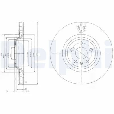 Abbildung von DELPHI BG9054 Bremsscheibe 340 30 5 Belüftet geölt unbehandelt ohne Radlager, ABS Sensorring AUDI: A3 Sportback, Hatchback, TT Coupe