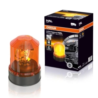 Abbildung von OSRAM LIGHTsignal HALOGEN BEACON LIGHT, Rundumleuchte 360, gelbe Blinkleuchte, straßenzugelassene Warnleuchte für LKW und Nutzfahrzeuge mit 3 Bolzen Befestigung