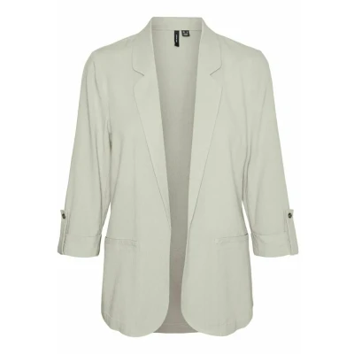Abbildung von VERO MODA Damen Legeres Blazer Jackett mit Dreiviertel Arm Leichter Sakko Eleganter Business Shacket, Farben:Beige 2, Größe:M