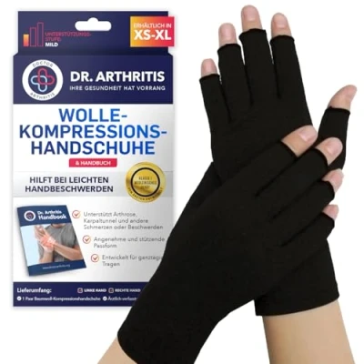 Abbildung von Von Ärtzten Entworfen, Athrose Kompressionshandschuhe, Fingerlose Handschuhe, Handbandage für Sehnenscheidenentzündung und Arthritis, Bequem Stützend, 1 Paar