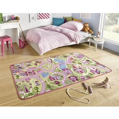 Abbildung von Hanse Home Play Spielteppich Sweet Town Kinderteppich Jungen &amp; Mädchen Kurzflor Teppich Straßen Stadt Auto Straße Motiv für Schlafzimmer, Kinderzimmer, Spielzimmer 90x200cm