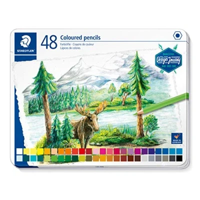 Abbildung von STAEDTLER Buntstifte, klassisches Sechskantformat, weiche Mine, hoch pigmentierte Farben, Metalletui mit 48 leuchtenden 146C