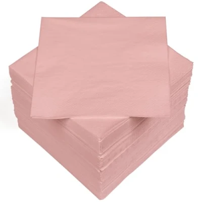 Abbildung von HEKU 100 einfarbige Servietten, 3 lagig, 33x33cm I Einheitliche Qualität für Veranstaltungen &amp; Gastronomie Praktische 5er Packung Hoch saugfähig und stilvoll, rosa