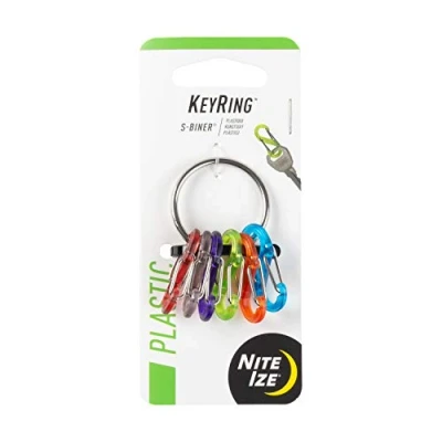 Abbildung von NITE Ize Schluesselring mit Karabiner NI KRG2 11 R3 S Biner Rot, Schwarz, Lila, Gruen, Orange, Blau