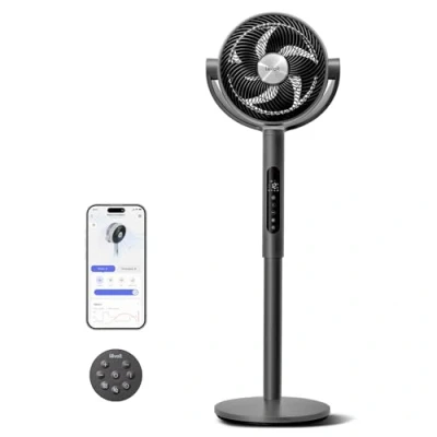 Abbildung von Levoit 20dB Standventilator mit intelligenter Steuerung via APP und Alexa, 30M, 2465m3/h, 4 Modi, 12 Stufen, 12H Timer, Sensor, Fernbedienung, 4Min Luftzirkulation, Fan für Schlafzimmer Wohnzimmer