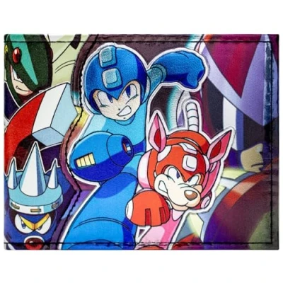 Abbildung von Mega Man Collection The End of Dr. Wily? Geldbörse/Geldbeutel Bi Fold ID &amp; Kartenhalter, Blau