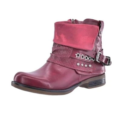 Abbildung von Elara Damen Biker Boots Nieten Stiefeletten Chunkyrayan 344 Wine 37