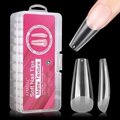 Abbildung von AIMEILI 432 Stück Fake Nails Transparent 12 Größen Künstliche Nägel Zum Aufkleben Acryl UV Gel Nagelspitzen Nail Art Falsche mit Box Coffin
