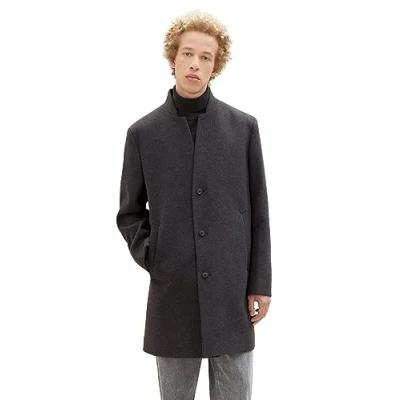Abbildung von TOM Tailor Denim MIT Stehkragen Klassischer Mantel, Herren, Größe: Large, Black grey melange