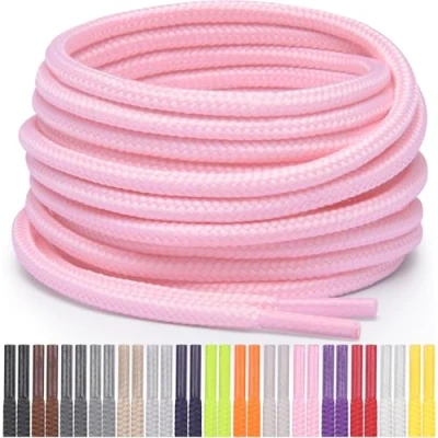 Abbildung von Miscly Schnürsenkel Rund Reißfest für Sportschuhe, Sneaker und Stiefel, Ø 4 mm (91 cm, Rosa)