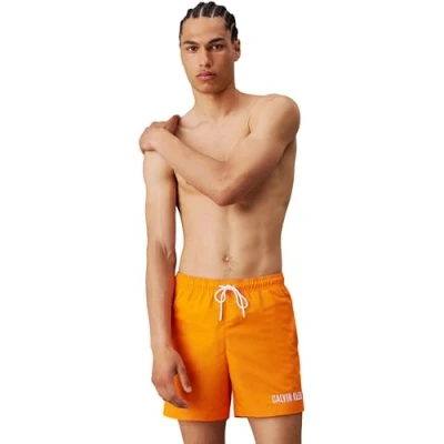 Abbildung von Calvin Klein Swimwear Medium Drawstring Badeshorts, Herren, Größe: Medium, Orange