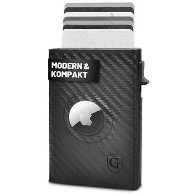 Abbildung von GenTo AirTag Slim Wallet mit Münzfach TÜV geprüfter RFID NFC Schutz Kartenetui Kreditkartenetui Herren Damen Portmonee Geldbeutel Portemonnaie klein