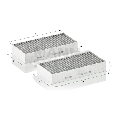 Abbildung von MANN FILTER CUK 26 028 2 Innenraumfilter Aktivkohlefilter 254 155 40 MERCEDES BENZ: ML Class, GL, GLE Off Road