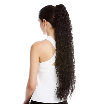 Abbildung von WIG ME UP N857 V 3 Haarteil Zopf Pferdeschwanz extrem lang voluminös lockig Krepplocken gekreppt Afro Kinks Dunkelbraun 75 cm