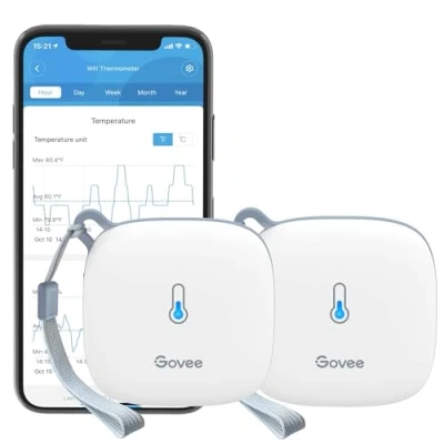 Abbildung von Govee WLAN Thermometer Hygrometer Innen 2er Pack, WiFi Temperatur und Luftfeuchtigkeitmessgerät mit App Benachrichtigung Datenspeicherung, geeignet für Gewächshaus, Weinkeller