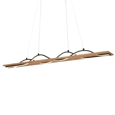 Abbildung von BRILONER LED Pendelleuchte mit Wellenform, warmweißes Licht, Holzrahmen, Hängeleuchte, Hängelampe Esstisch, Esszimmerlampe hängend, Wohnzimmerlampe, 98x11x120 cm (LxBxH), Schwarz Holz