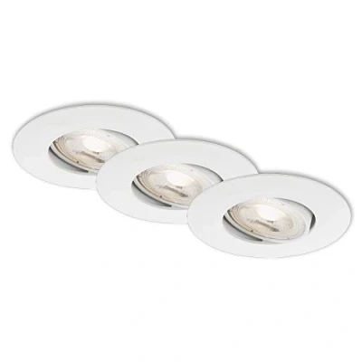 Abbildung von BRILONER Leuchten LED Einbauleuchten, 3er Set, Deckenlampen dimmbar, Modul schwenkbar, je 5 Watt, 460 Lumen, 3.000 Kelvin, IP23, Weiß, 90x24mm (DxH), 7048 036