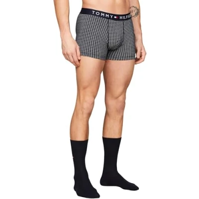 Abbildung von Tommy Hilfiger Herren Geschenk Set Boxershorts &amp; Socken, Blau (Grid Check/Desert Sky), XXL