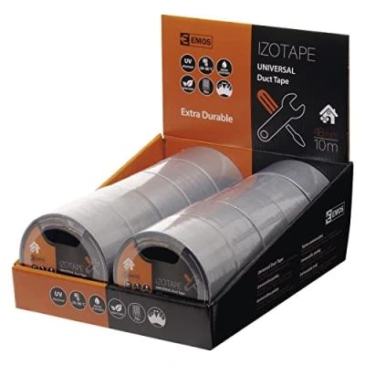 Abbildung von EMOS Universal Klebeband DUCT TAPE, 10 Stück, Silber Grau, wetter und wasserfestes Gewebeklebeband, strapazierfähiges Panzertape, robustes Reparaturband zum Abdichten, Bündeln, Reparieren, Meter