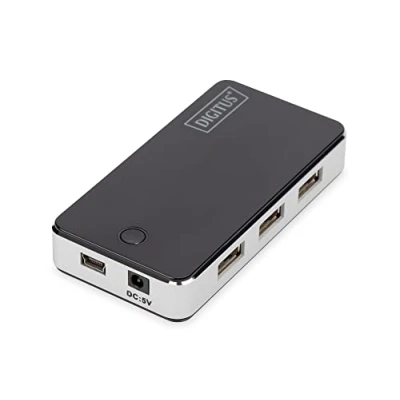 Abbildung von DIGITUS USB Hub 7 Ports High Speed 2.0 480 MBit/s Plug&amp;Play Anschluss Kabel 66 cm Schwarz