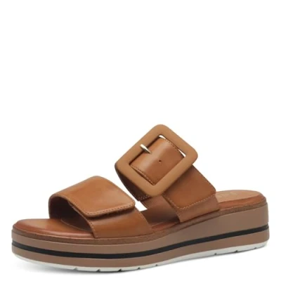 Abbildung von Jana Damen Pantoletten mit Schnalle Vegan, Braun (Tan), 38 EU