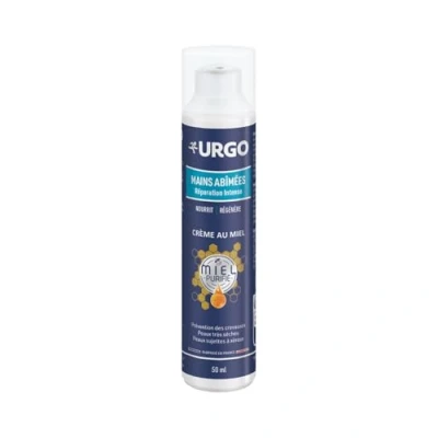 Abbildung von Urgo Intensive Reparatur von beschädigten Händen Handcreme mit gereinigtem Honig sehr trockene Haut Flasche 50 ml