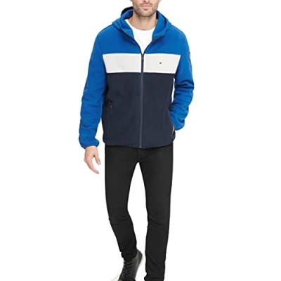 Abbildung von Tommy Hilfiger Herren Kapuze Fleecejacke, Royal/White/Navy, XX Large