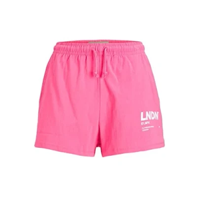 Abbildung von JJXX Women&#039;s JXBALI HW Relaxed Vint Shorts, Carmine Rose/Print:Bright White LNDN Print, S