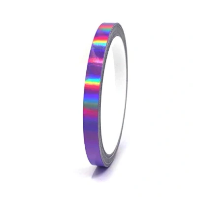 Abbildung von (0,79/m) 10 Meter Hologramm Zierstreifen Basteln Möbel Auto Motorrad Modellbau Deko Dekorstreifen Klebestreifen selbstklebend DIY (Hologramm Lila, 7mm Breite)