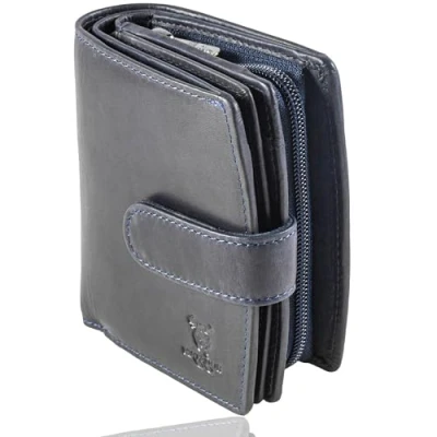 Abbildung von MATADOR Valencia Leder Geldbörse Damen Mittelgroß mit edler Geschenk Box Portemonnaie Portmonee RFID Geldbeutel Navy Blau