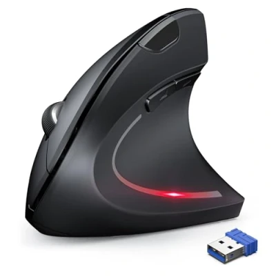 Abbildung von TechRise Ergonomische Maus, 2.4G USB Kabellose Vertikale Optisch Leise Maus mit 4800/3200/2400/1600/800 Einstellbare DPI für Windows, MacOS, Chromebook und Linux, 6 Tasten