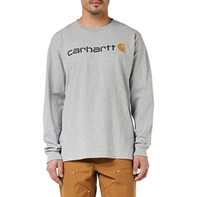 Abbildung von Carhartt, Herren, Lockeres, schweres, langärmliges T Shirt mit Logo Grafik, Grau meliert, XL