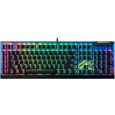 Abbildung von Razer BlackWidow V4 X Fortnite Edition Mechanische Gaming Tastatur Snap Tap (Yellow Switches, 6 eigene Makro Tasten, Doubleshot ABS Tastenkappen, Chroma RGB) QWERTZ DE Layout