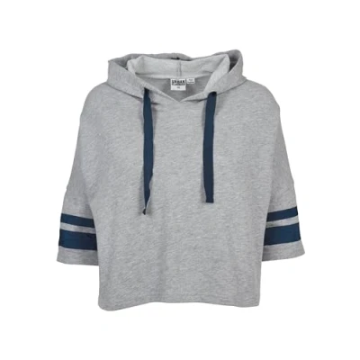 Abbildung von Urban Classics Ladies Taped Short Sleeve Hoody Kapuzenpullover, Damen, Größe: Small, Grey/navy
