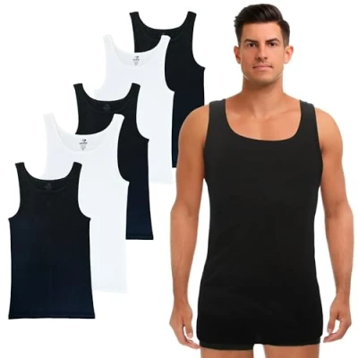 Abbildung von SGS 5er Pack: Stilvolle Unterhemden Herren &amp; Tank Top in Weiß Schwarz oder Bunt ideal als Muskelshirt Unterziehshirt