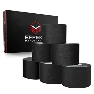 Abbildung von Effekt Manufaktur Physio Kinesiologie Tape 6 Rollen Set, Sport, elastisch, wasserfest, extra stark Nacken, Schulter, Rücken &amp; Knie Elastisches Kintex [5m x 5cm]