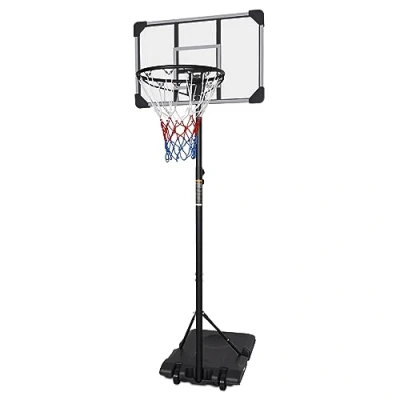Abbildung von FUNJEPE Tragbarer, freistehender Basketballkorb und Ständer, höhenverstellbar, mit transparentem Rückwand Set System für drinnen draußen, 165213 cm