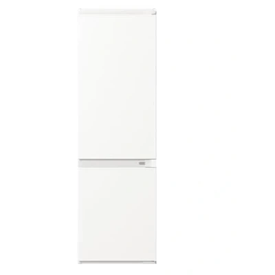 Abbildung von Gorenje RKI517E41 Einbau Kühl Gefrierkombination/178er Nische/Schlepptürscharnier/EEK: E/FrostLess/270 L/Temperaturanzeige/Gemüseschubfach/Schlepptürtechnik/Tür warnsignal/HxBxT: 176,9x54x55cm/Weiß