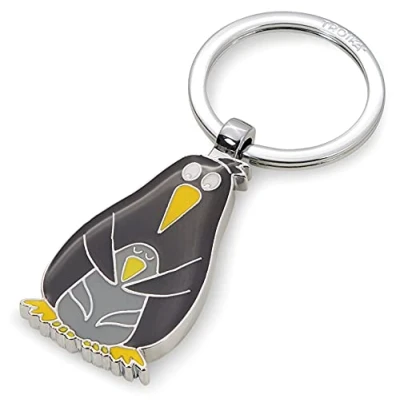 Abbildung von Troika Pinguin und Pingu Schlüsselanhänger aus Emaille/Metall in der Farbe Silber Schwarz Gelb, Maße: 8,2cm x 3,5cm 0,5cm, KR21 07/CH, handlich